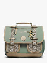 Boekentas Kinderen 2 Compartimenten Vintage Fantasy Cameleon Groen vintage fantasy CA35