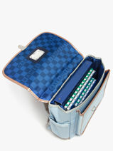 Boekentas 2 Compartimenten Caramel et cie Blauw boheme FI-vue-porte