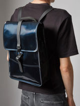 Backpack Mini - Rugzak 1 Compartiment Met 13" Laptopvak Rains Blauw city 13020-vue-porte