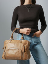 Handtas Vintage Leder Nat et nin Beige vintage MACY-vue-porte