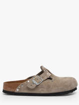 Slippers Boston Rivet Uit Leder Birkenstock Bruin women 1030418