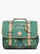Boekentas 2 Compartimenten Cameleon Groen vintage fantasy PBVGCA38