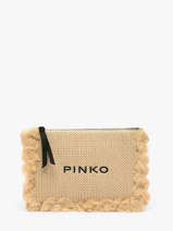 Avondtasje Logo Raffia Pinko Beige logo shopper 6718A39Y