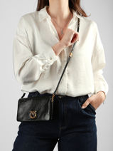 Cross Body Tas Love Bag Icon Leder Pinko Zwart love bag icon 6023A315-vue-porte