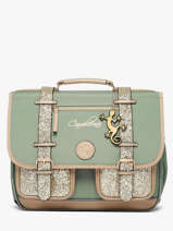 Boekentas Voor Kinderen 2 Compartimenten Vintage Fantasy Cameleon Groen vintage fantasy CA38