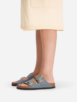 Slippers Uit Leder Birkenstock Grijs women 1032071-vue-porte
