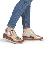 Sandalen Met Sleehak Uit Leder Remonte Goud women 90-vue-porte