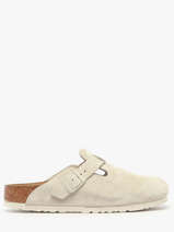 Slippers Boston Uit Leder Birkenstock Wit women 1031662