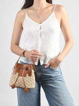 Cross Body Tas Capucine Xs Raffia En Leder Paul marius Beige raphia CAPUXRAP-vue-porte