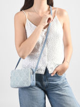 Cross Body Tas Emblem Denim Katoen Calvin klein jeans Blauw emblem denim 4F3430G-vue-porte