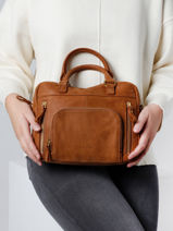 Cross Body Tas Baby Macy Leder Nat et nin Bruin vintage BABYMACY-vue-porte