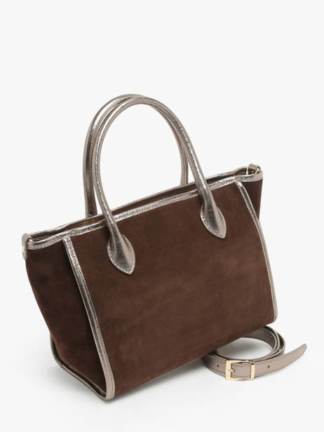 Handtas Velvet Leder Milano Bruin velvet VE24062 ander zicht 2