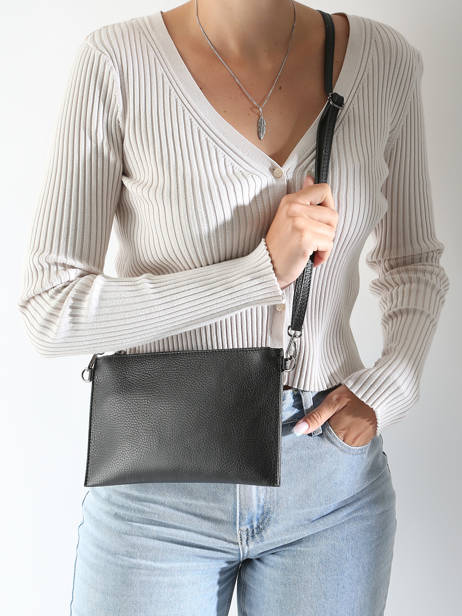 Cross Body Tas Caviar Leder Milano Zwart caviar CA240611 ander zicht 1