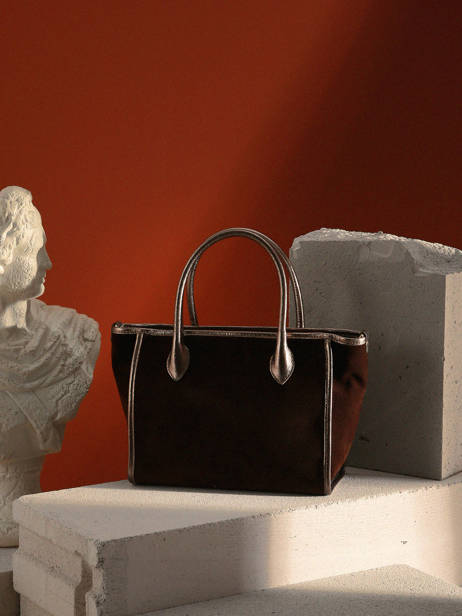 Handtas Velvet Leder Milano Bruin velvet VE24062 ander zicht 5