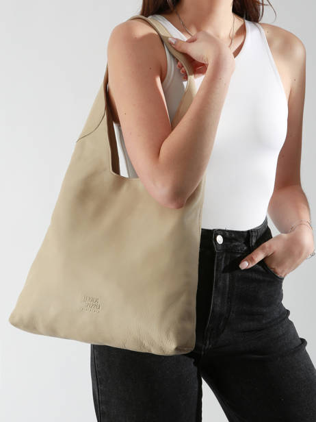 Schoudertas Cow Leder Basilic pepper Beige cow BCOW2M ander zicht 1