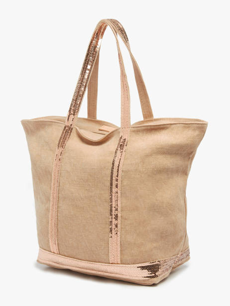 Handtas Met Rits M Le Cabas Linnen Pailletten Vanessa bruno Beige cabas lin 31V40378 ander zicht 2