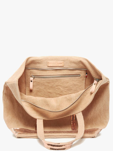 Handtas Met Rits M Le Cabas Linnen Pailletten Vanessa bruno Beige cabas lin 31V40378 ander zicht 3