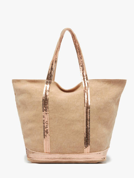 Handtas Met Rits M Le Cabas Linnen Pailletten Vanessa bruno Beige cabas lin 31V40378 ander zicht 4