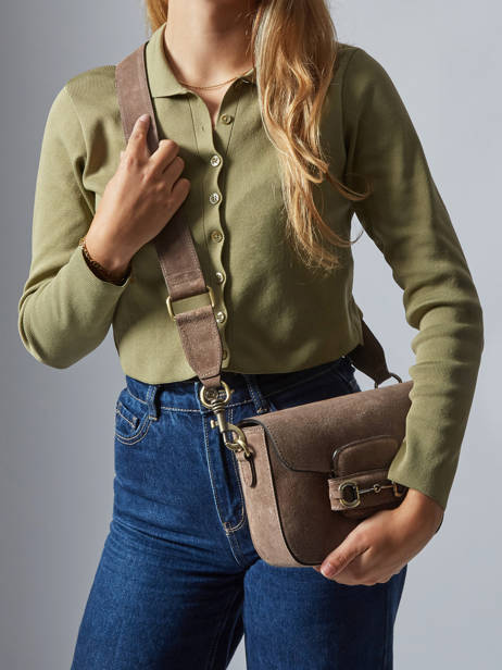Cross Body Tas Velvet Leder Milano Beige velvet VE260611 ander zicht 1
