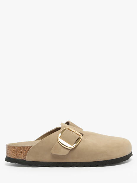 Slippers Boston Big Buckle Uit Leder Birkenstock Beige accessoires 1030425