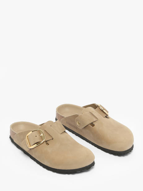 Slippers Boston Big Buckle Uit Leder Birkenstock Beige accessoires 1030425 ander zicht 1