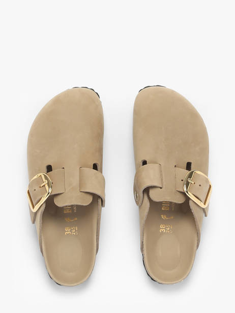 Slippers Boston Big Buckle Uit Leder Birkenstock Beige accessoires 1030425 ander zicht 3