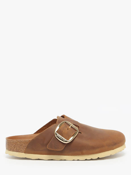 Slippers Boston Big Buckle Uit Leder Birkenstock Bruin accessoires 1030446