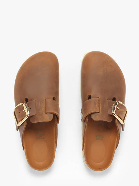 Slippers Boston Big Buckle Uit Leder Birkenstock Bruin accessoires 1030446 ander zicht 3