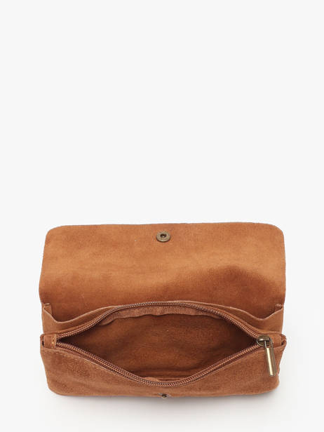 Cross Body Tas Velvet Leder Milano Bruin velvet VE23067 ander zicht 3