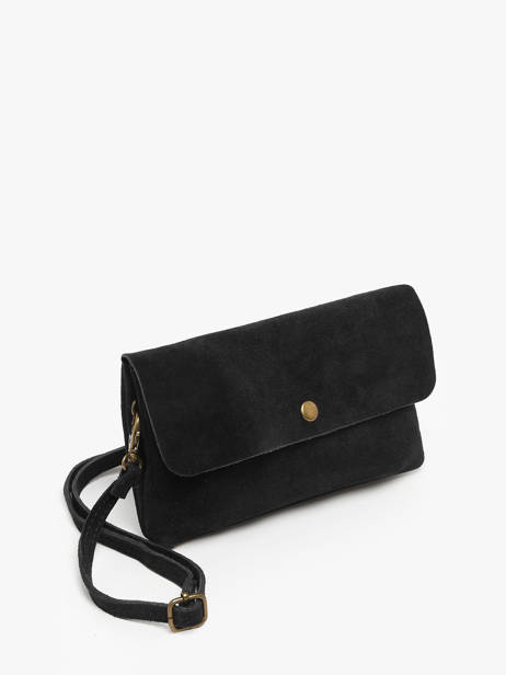 Cross Body Tas Velvet Leder Milano Zwart velvet VE23067 ander zicht 2