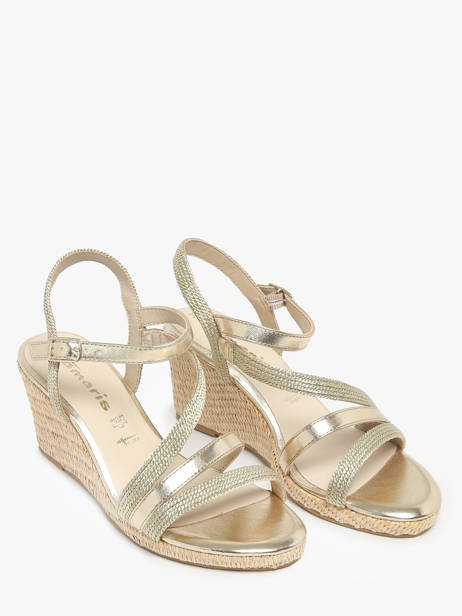 Sandalen Met Sleehak Uit Leder Tamaris Goud women 44 ander zicht 1