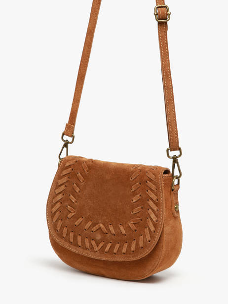 Cross Body Tas Velvet Leder Milano Bruin velvet VE25062 ander zicht 2