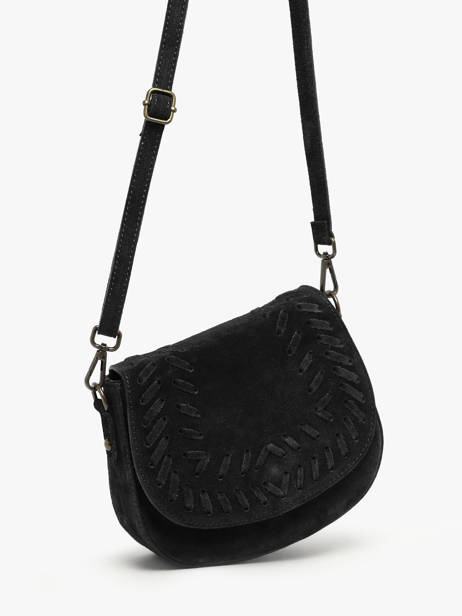 Cross Body Tas Velvet Leder Milano Zwart velvet VE25062 ander zicht 2