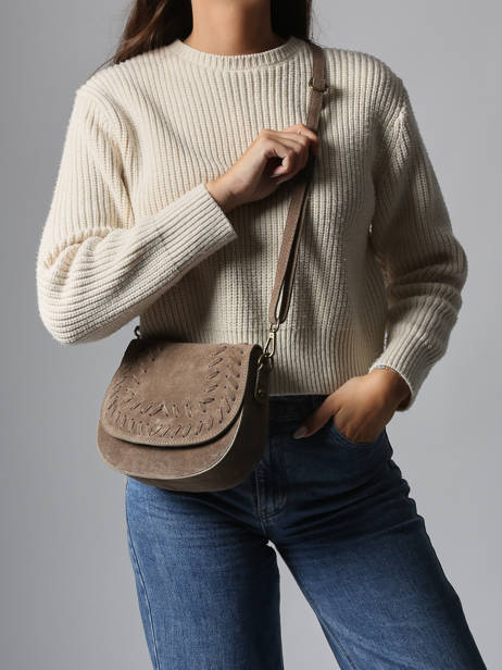 Cross Body Tas Velvet Leder Milano Beige velvet VE25062 ander zicht 1