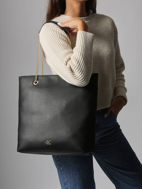 Schoudertas Minimal Mono Gerecycleerd Polyester Calvin klein jeans Zwart minimal mono 4F3204G ander zicht 1