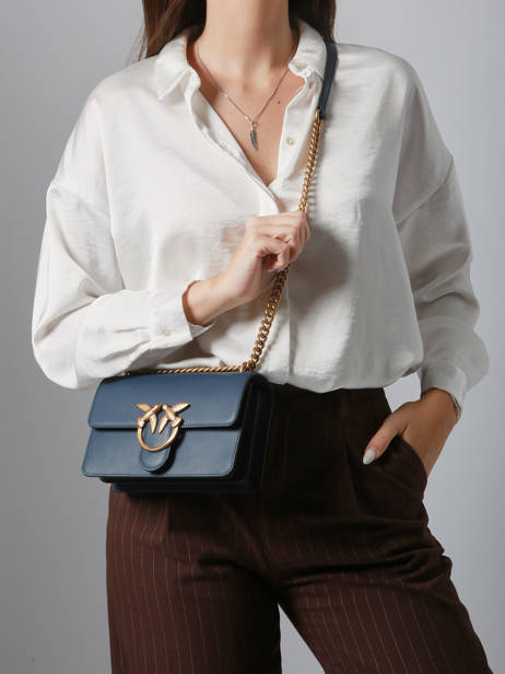 Cross Body Tas Love Bag Icon Leder Pinko Blauw love bag icon A0F1 ander zicht 1