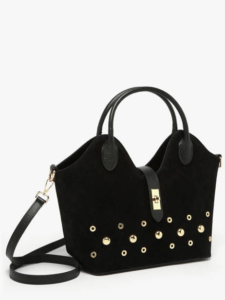 Handtassen Velvet Studs Milano Zwart velvet studs VS25092 ander zicht 2