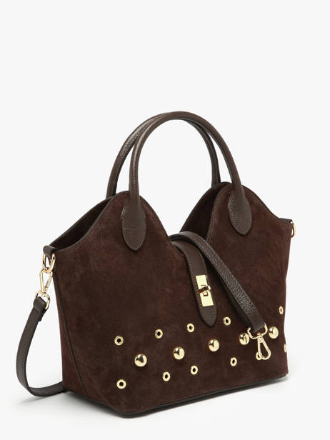 Handtassen Velvet Studs Milano Bruin velvet studs VS25092 ander zicht 2