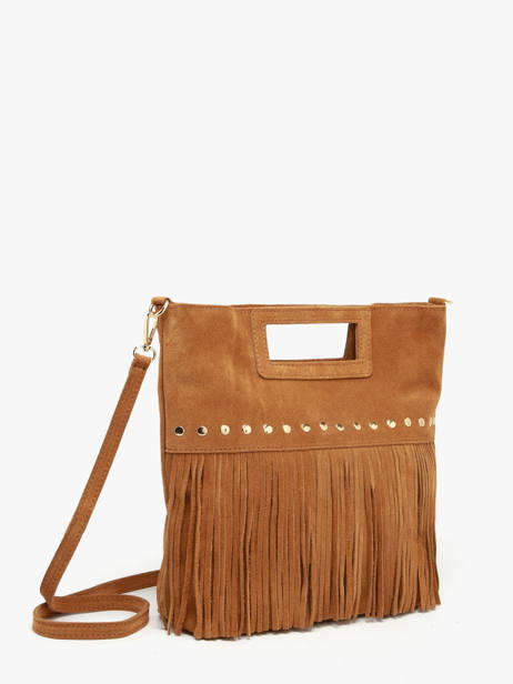 Cross Body Tas Velvet Leder Milano Bruin velvet VE25091 ander zicht 2
