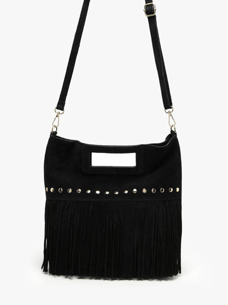 Cross Body Tas Velvet Leder Milano Zwart velvet VE25091 ander zicht 2