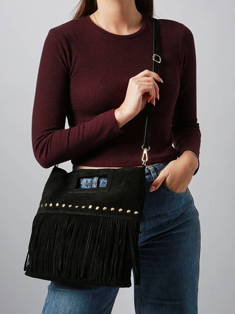Cross Body Tas Velvet Leder Milano Zwart velvet VE25091 ander zicht 1