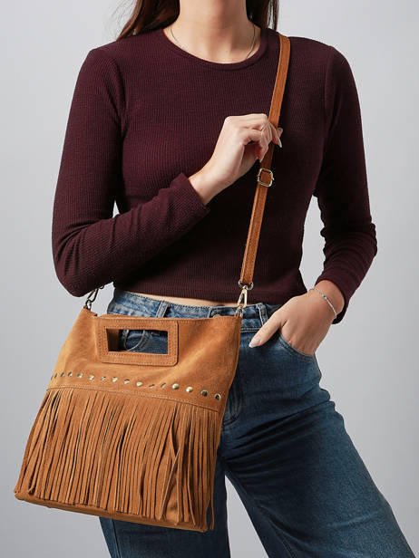Cross Body Tas Velvet Leder Milano Bruin velvet VE25091 ander zicht 1