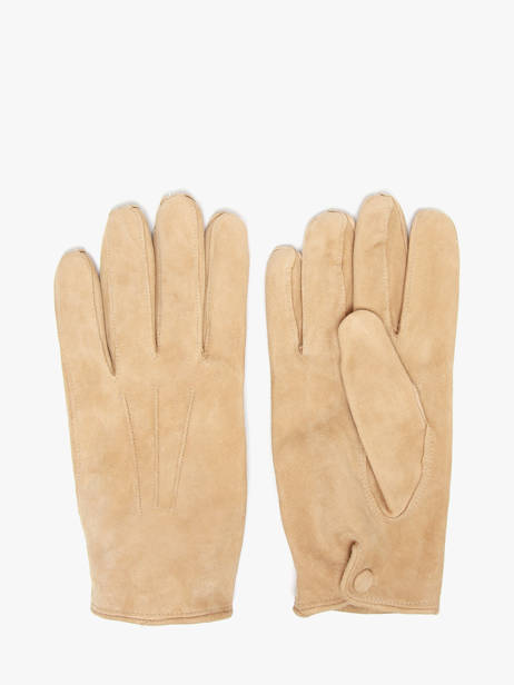 Herenhandschoenen Suède Leder Met Zijden Voering Omega Beige men gloves S
