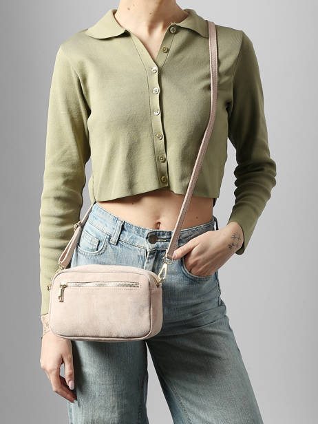 Cross Body Tas Velvet Leder Milano Roze velvet VE25115 ander zicht 1