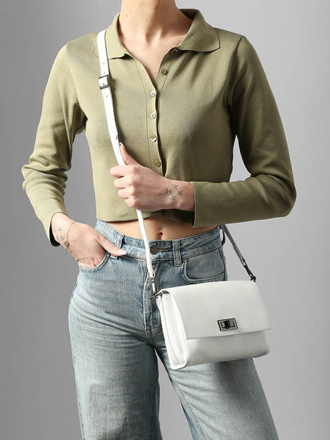 Cross Body Tas Caviar Leder Milano Wit caviar CA24061 ander zicht 1