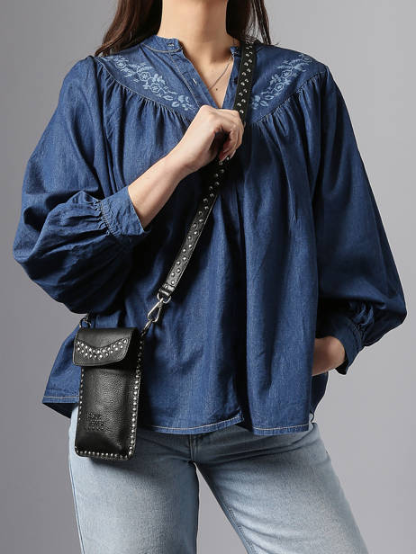 Telefoonetui Leder Basilic pepper Zwart glam BGLA88 ander zicht 1