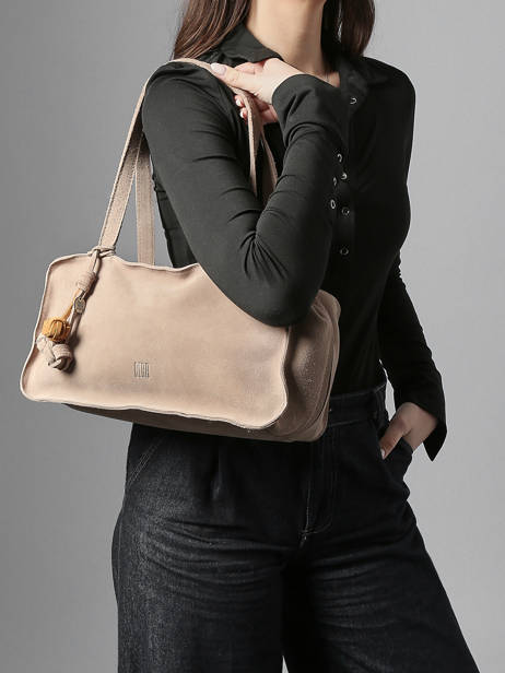 Schoudertas Leather Biba Beige leather BLI1L ander zicht 1