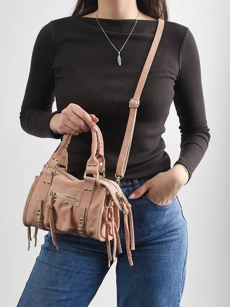 Cross Body Tas Velvet Leder Milano Roze velvet VE24092O ander zicht 1