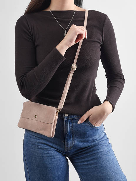 Cross Body Tas Velvet Leder Milano Roze velvet VE23067O ander zicht 1