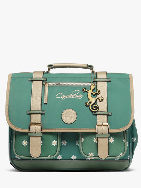 Boekentas 2 Compartimenten Cameleon Groen vintage fantasy PBVGCA38